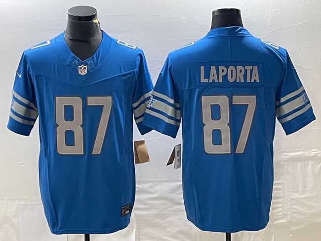 Men%27s Detroit Lions #87 Sam LaPorta Blue 2023 F.U.S.E. Vapor Untouchable Limited Football Stitched Jersey